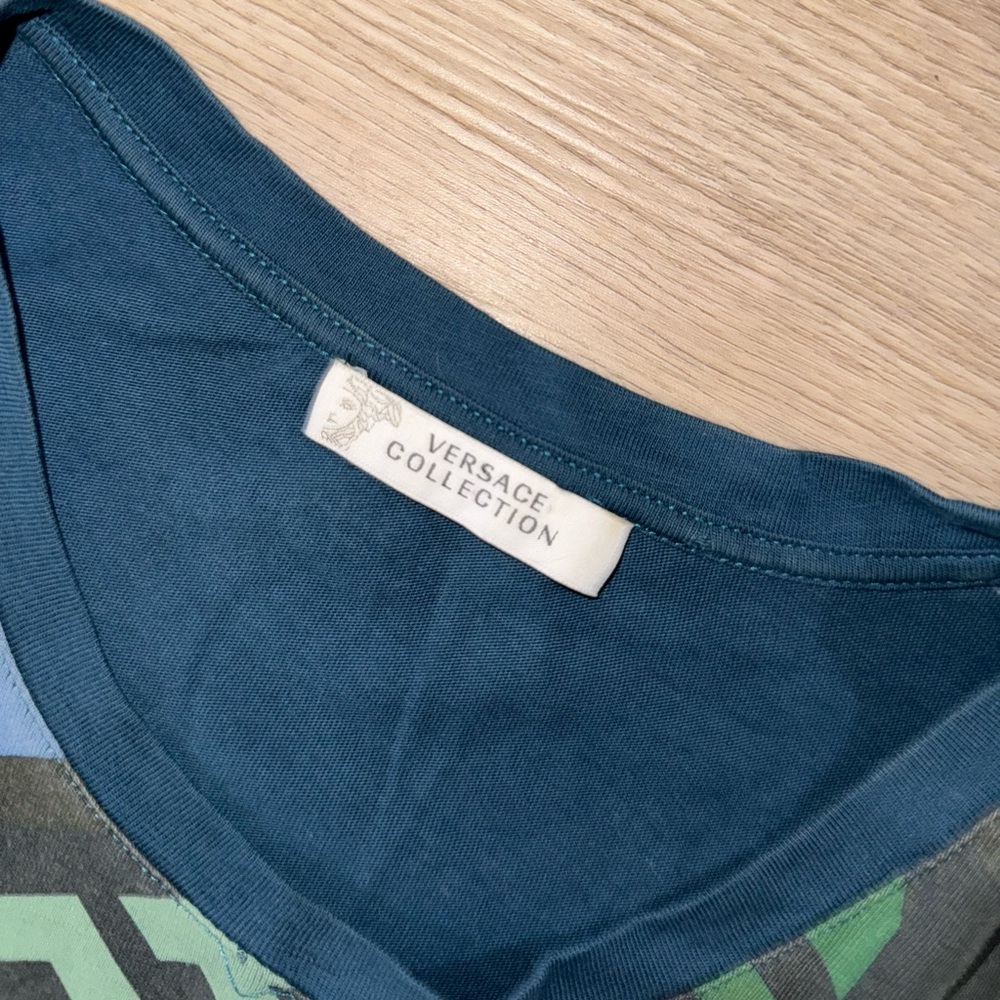 Versace Greca Geometric Pattern Print Blue/Green … - image 4